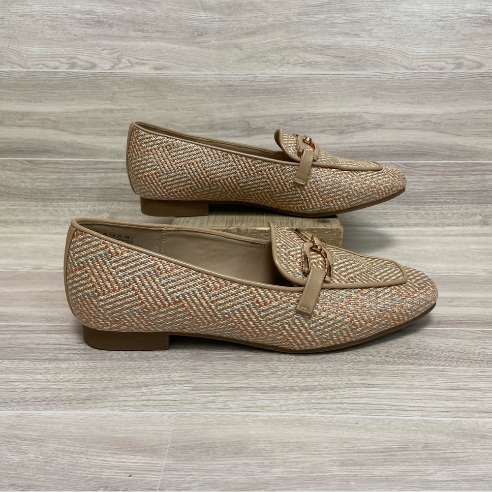 Tahari / Royal Multicolor Woven Loafer Flats Slip on Size 7 Gold Horsebit